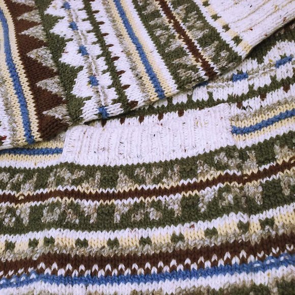 Vintage Liz Claiborne Lizwear Cardigan Sweater -M Pockets Zip Aztec Fair Isle - Picture 4 of 10